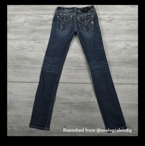 Miss Me 26 Distressed Buttoned Flap Pocket 26x30.5 Classic Blue Denim Jeans